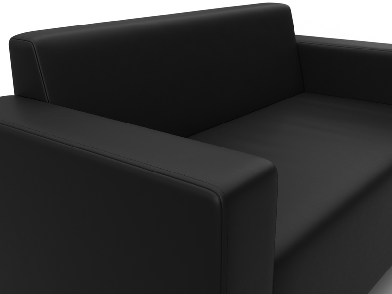 Диван прямой Лига-093, Экокожа, Черный
