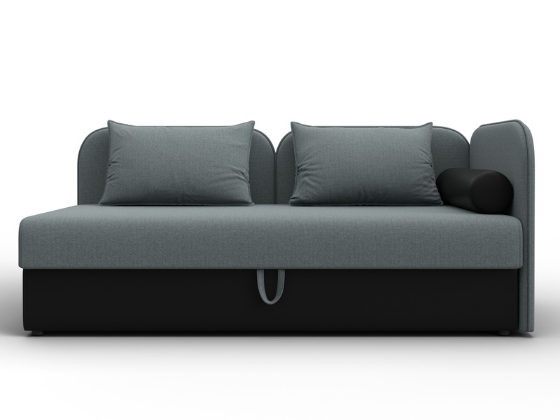 Тахта Лига-094 НПБ, Рогожка;Экокожа, Амур 07 серый;черный