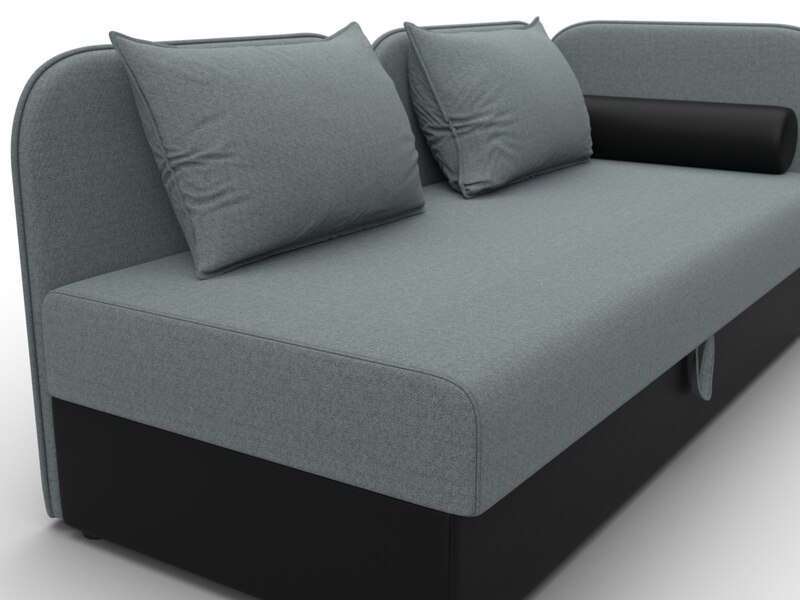 Тахта Лига-094 НПБ, Рогожка;Экокожа, Амур 07 серый;черный