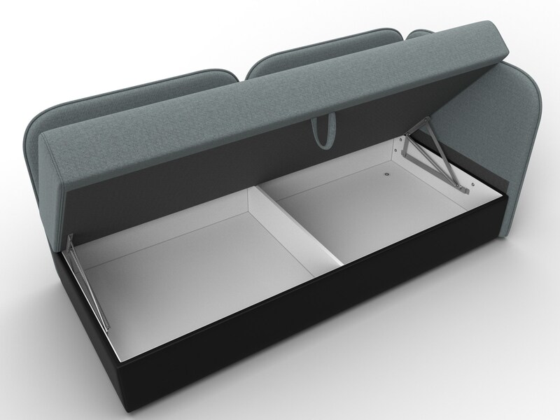 Тахта Лига-094 НПБ, Рогожка;Экокожа, Амур 07 серый;черный