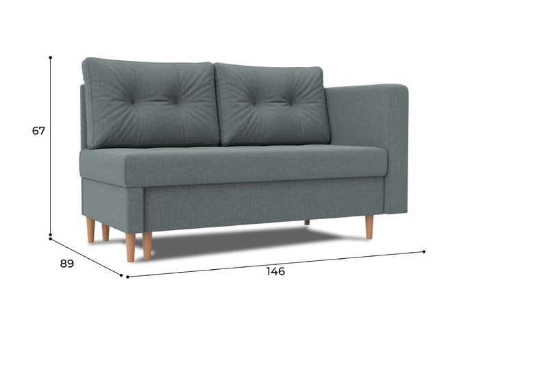 Кушетка Лига-098, Рогожка, Амур 07 серый