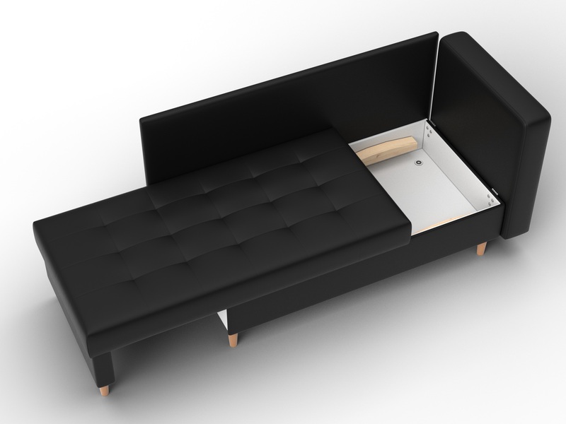 Кушетка Лига-098, Экокожа, экокожа черный