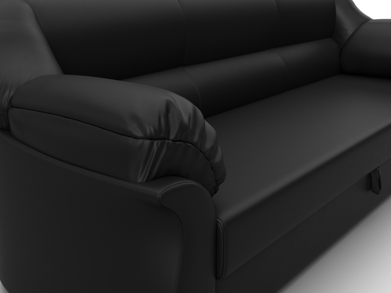 Диван прямой Карнелла, Экокожа, Черный