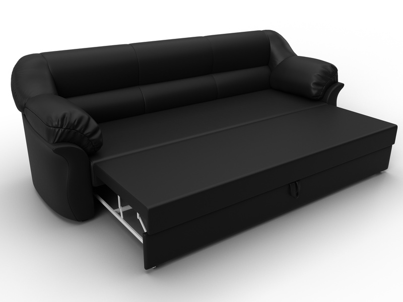 Диван прямой Карнелла, Экокожа, Черный