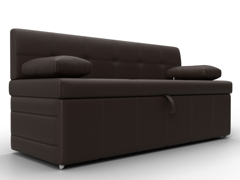 Диван кухонный прямой Лео, Экокожа, Коричневый