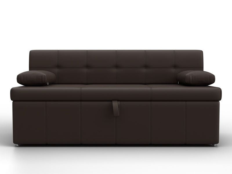 Диван кухонный прямой Лео, Экокожа, Коричневый