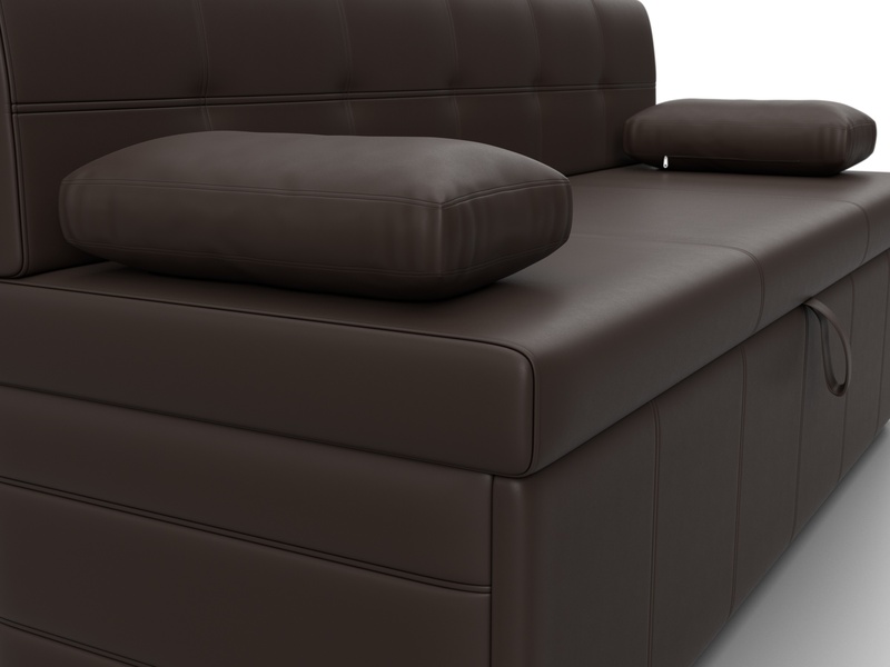 Диван кухонный прямой Лео, Экокожа, Коричневый