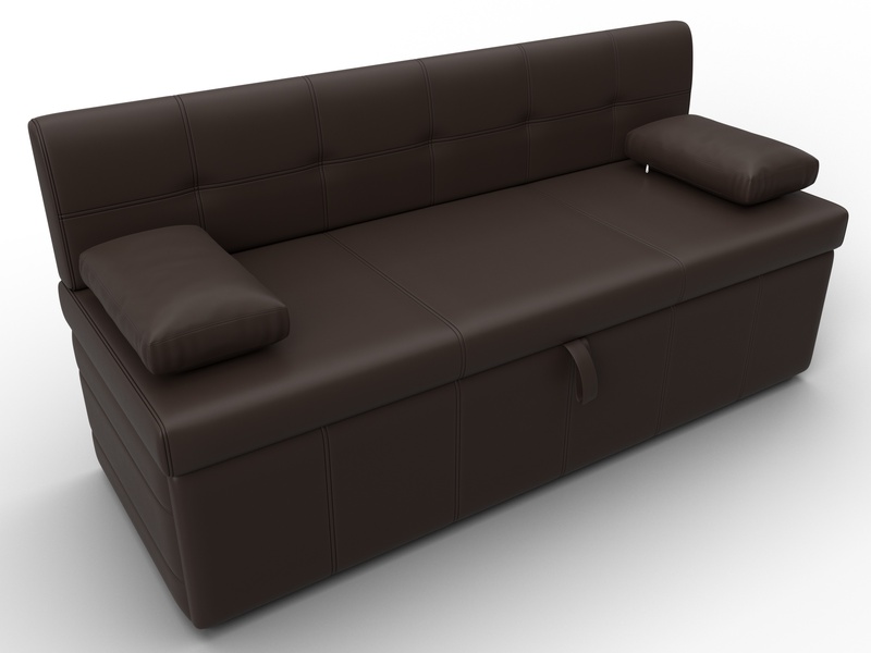 Диван кухонный прямой Лео, Экокожа, Коричневый