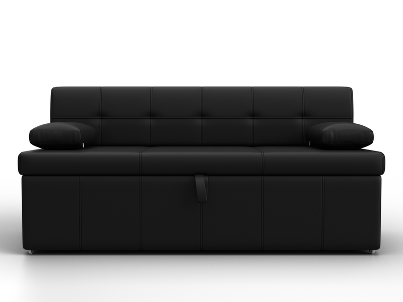 Диван кухонный прямой Лео, Экокожа, Черный