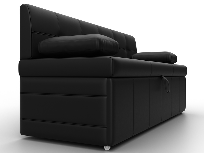 Диван кухонный прямой Лео, Экокожа, Черный