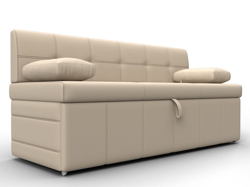 Диван кухонный прямой Лео, Экокожа, Бежевый