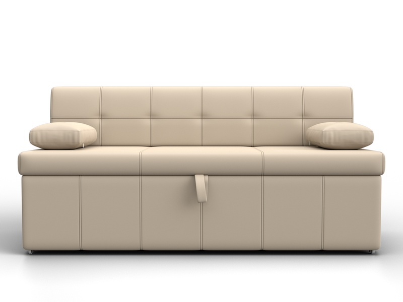 Диван кухонный прямой Лео, Экокожа, Бежевый