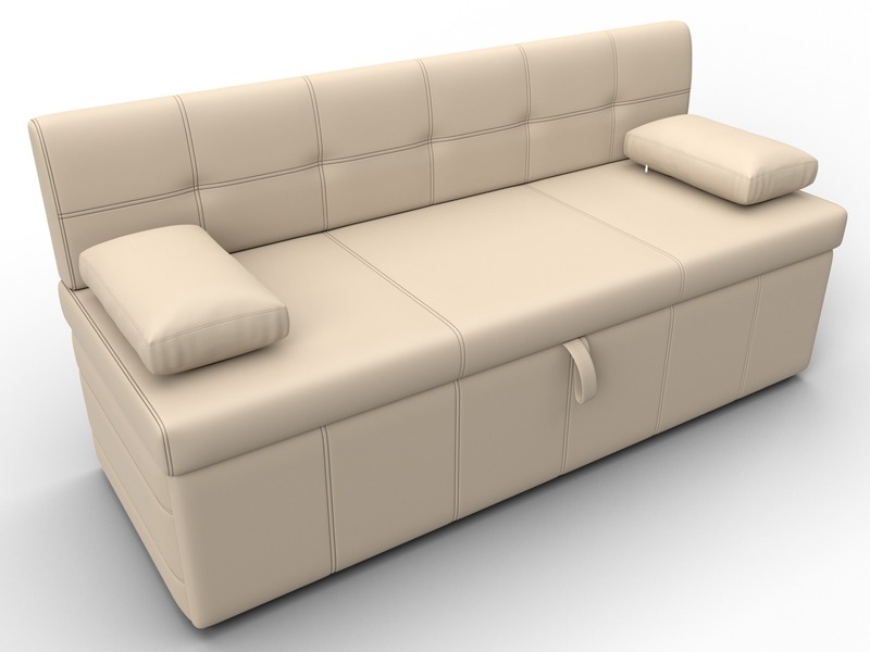 Диван кухонный прямой Лео, Экокожа, Бежевый