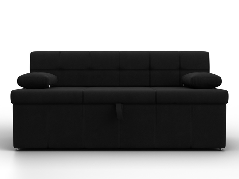 Диван кухонный прямой Лео, Микровельвет, Черный