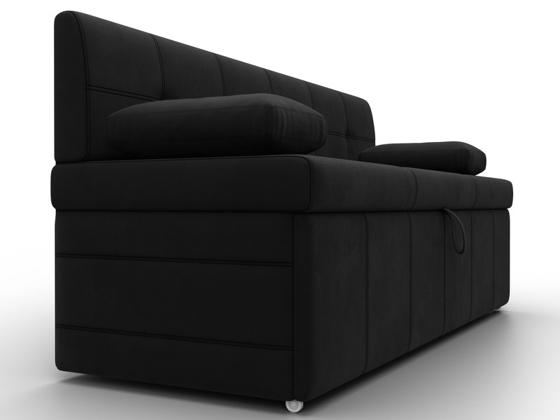 Диван кухонный прямой Лео, Микровельвет, Черный