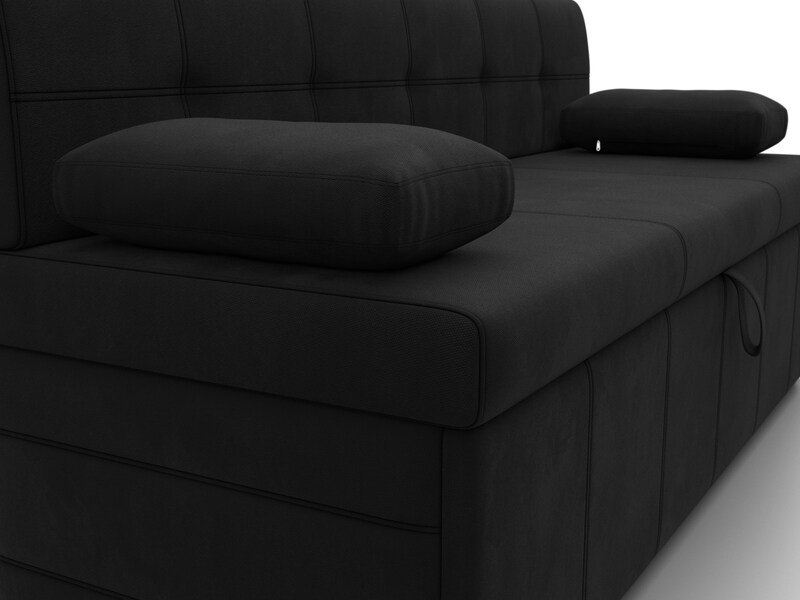 Диван кухонный прямой Лео, Микровельвет, Черный