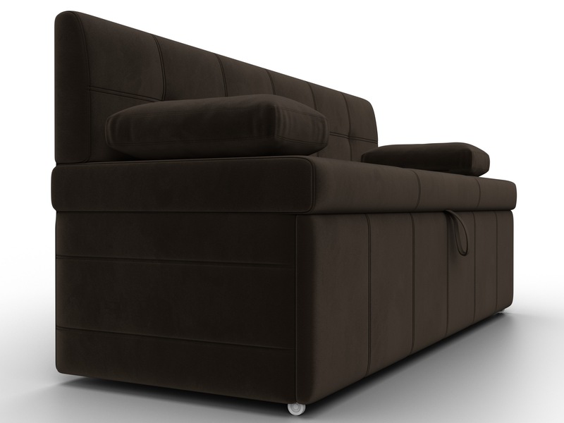 Диван кухонный прямой Лео, Микровельвет, Коричневый