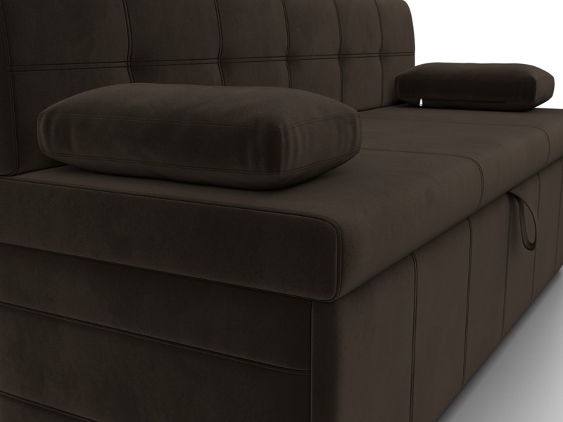 Диван кухонный прямой Лео, Микровельвет, Коричневый