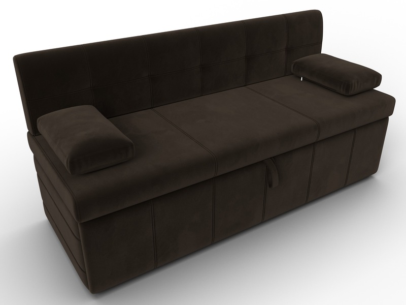 Диван кухонный прямой Лео, Микровельвет, Коричневый