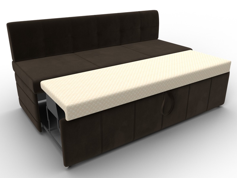 Диван кухонный прямой Лео, Микровельвет, Коричневый