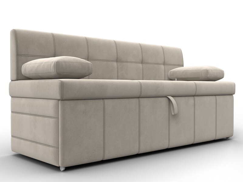 Диван кухонный прямой Лео, Микровельвет, Бежевый