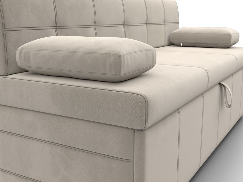 Диван кухонный прямой Лео, Микровельвет, Бежевый