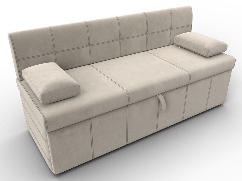 Диван кухонный прямой Лео, Микровельвет, Бежевый