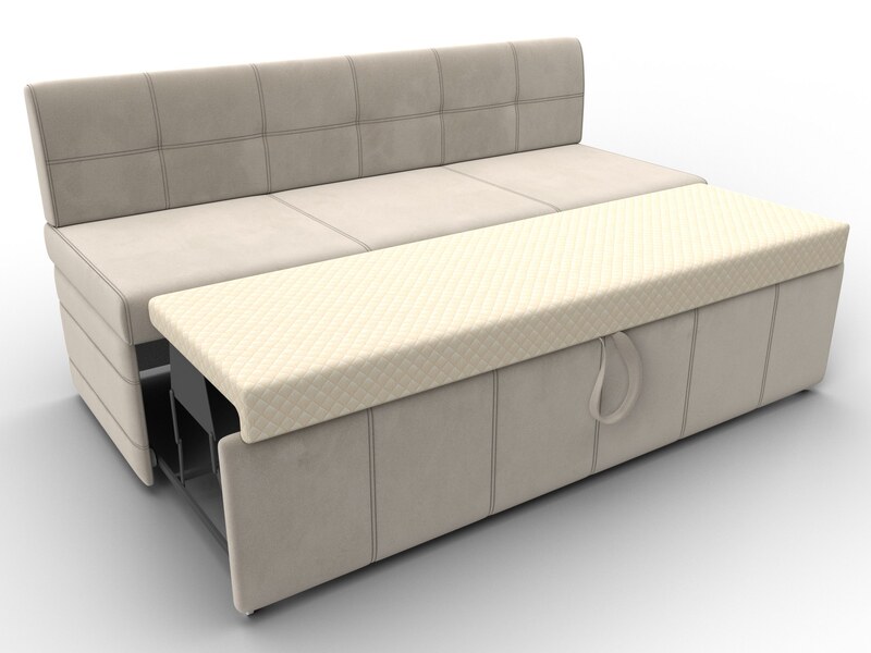 Диван кухонный прямой Лео, Микровельвет, Бежевый