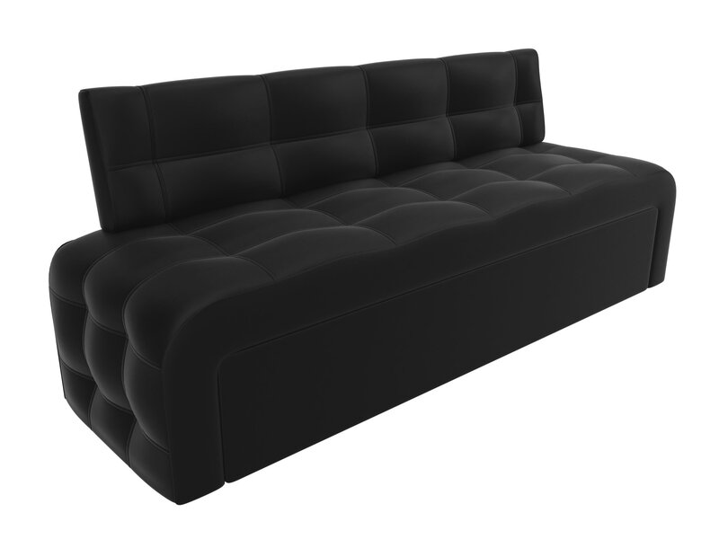 Диван кухонный прямой Люксор, Экокожа, Черный