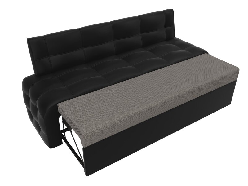 Диван кухонный прямой Люксор, Экокожа, Черный