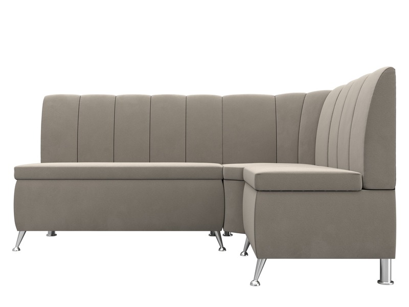 Диван кухонный угловой Кантри правый угол, Микровельвет, Бежевый