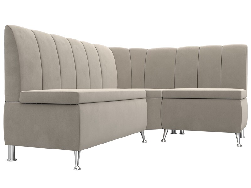 Диван кухонный угловой Кантри правый угол, Микровельвет, Бежевый