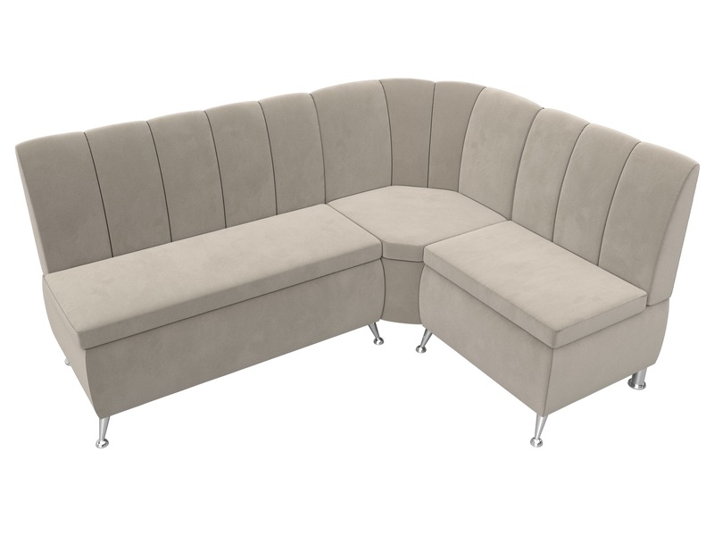 Диван кухонный угловой Кантри правый угол, Микровельвет, Бежевый
