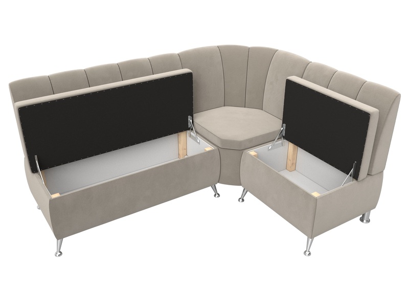 Диван кухонный угловой Кантри правый угол, Микровельвет, Бежевый