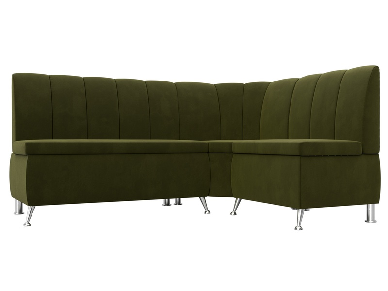 Диван кухонный угловой Кантри правый угол, Микровельвет, Зеленый