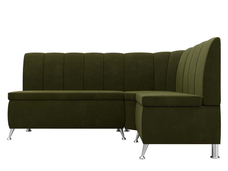Диван кухонный угловой Кантри правый угол, Микровельвет, Зеленый