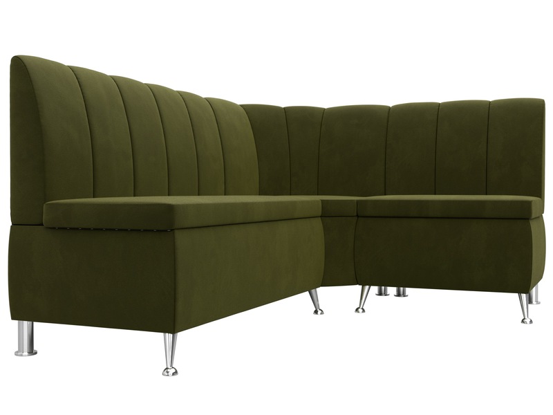 Диван кухонный угловой Кантри правый угол, Микровельвет, Зеленый