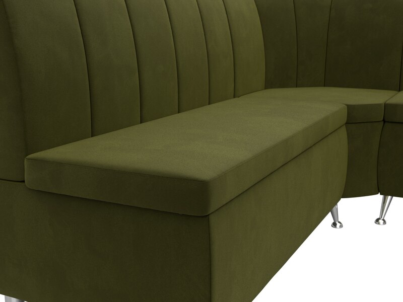 Диван кухонный угловой Кантри правый угол, Микровельвет, Зеленый