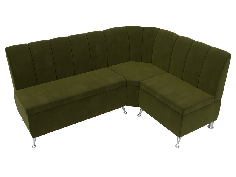 Диван кухонный угловой Кантри правый угол, Микровельвет, Зеленый