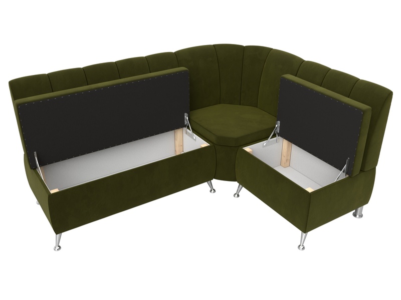 Диван кухонный угловой Кантри правый угол, Микровельвет, Зеленый