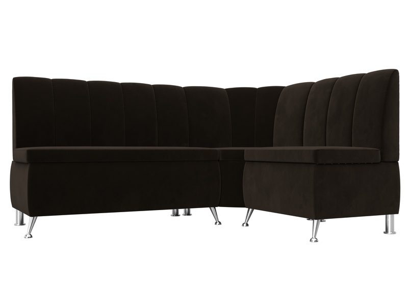 Диван кухонный угловой Кантри правый угол, Микровельвет, Коричневый