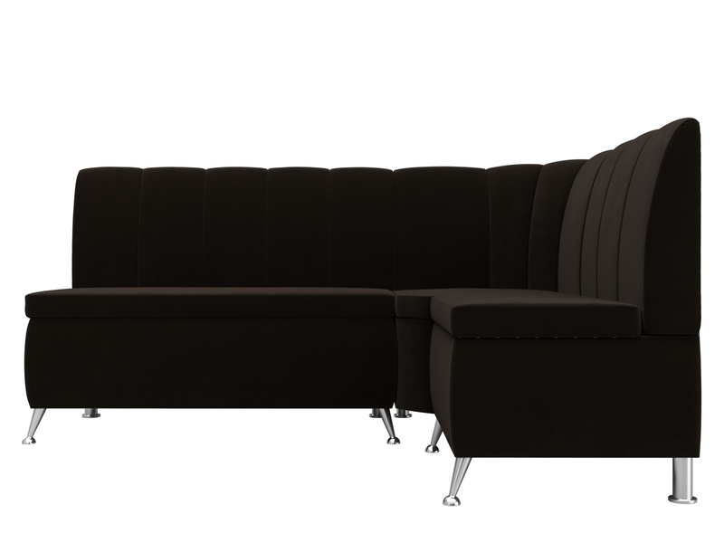 Диван кухонный угловой Кантри правый угол, Микровельвет, Коричневый