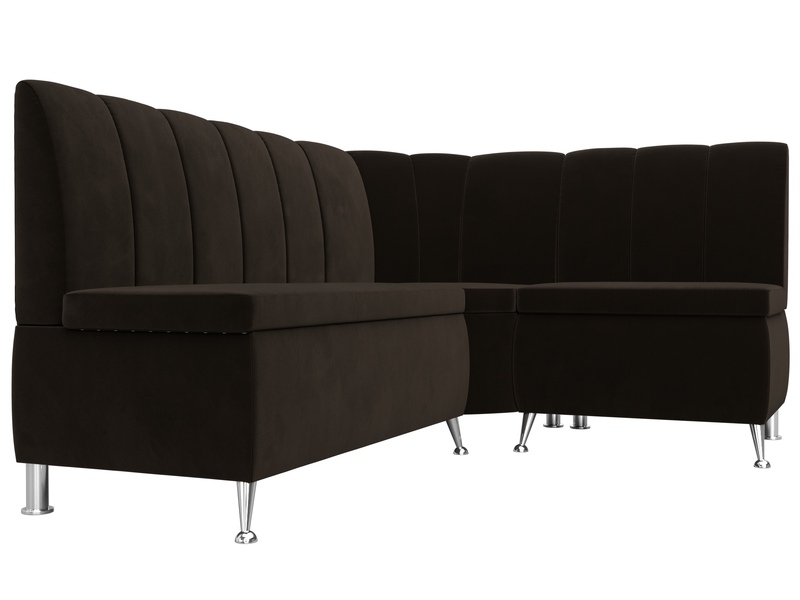 Диван кухонный угловой Кантри правый угол, Микровельвет, Коричневый