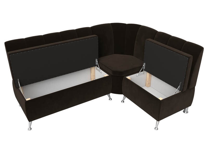 Диван кухонный угловой Кантри правый угол, Микровельвет, Коричневый