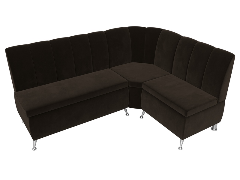 Диван кухонный угловой Кантри правый угол, Микровельвет, Коричневый