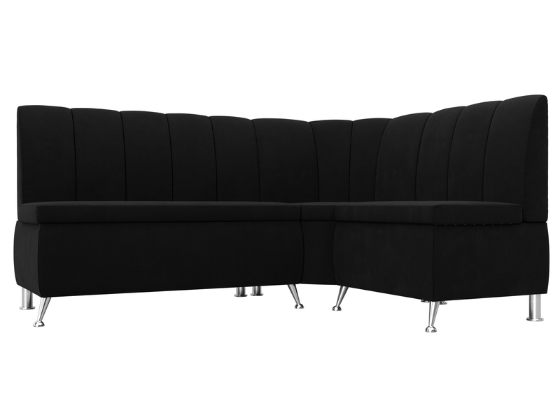 Диван кухонный угловой Кантри правый угол, Микровельвет, Черный