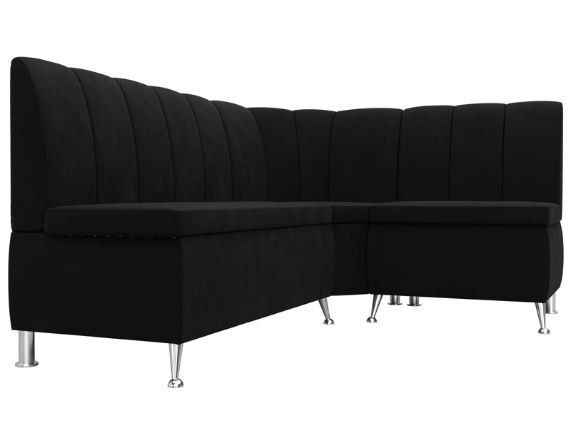 Диван кухонный угловой Кантри правый угол, Микровельвет, Черный