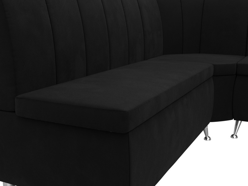 Диван кухонный угловой Кантри правый угол, Микровельвет, Черный