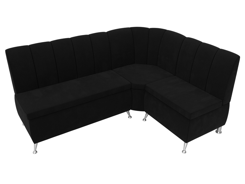 Диван кухонный угловой Кантри правый угол, Микровельвет, Черный