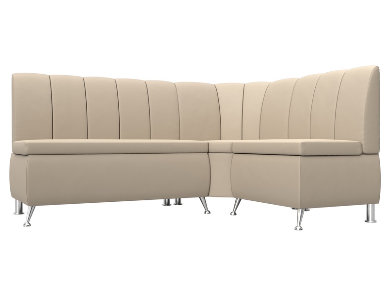 Диван кухонный угловой Кантри правый угол, Экокожа, Бежевый